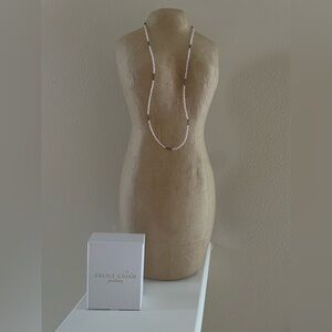 Rose quartz & gold vermeil bead necklace 20-22 inch